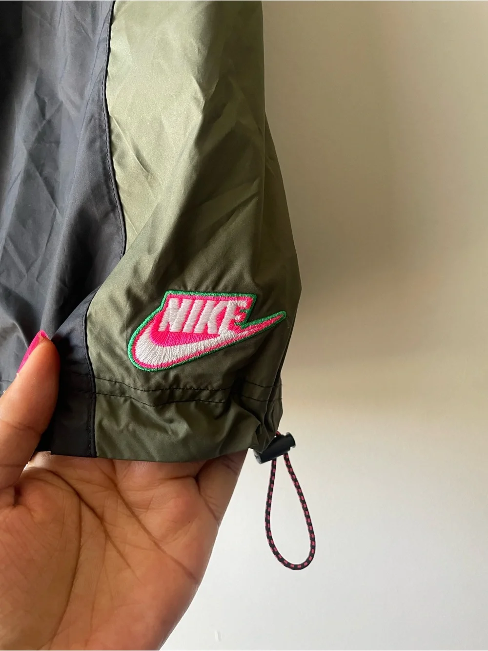 Nike Black & Olive Green Drawstring Athletic Skirt